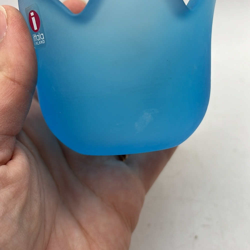 Vtg Iittala Tulip Frosted Glass Votive Tealight Candle Holder Collectible Blue - Picture 7 of 11
